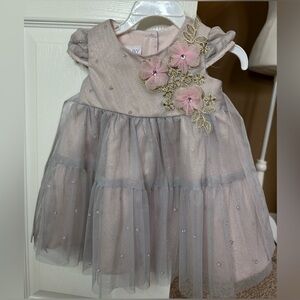 Iris and ivy size 12 mos glittery grey floral dress